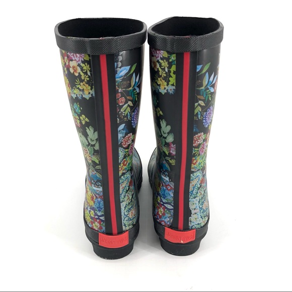 Johnny Was Black Floral Print Dreamers Rainboot - Picture 7 of 10